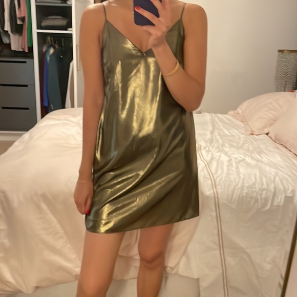 Wilfred Free Gold Metallic Vivienne Dress Xs - Picture 4 of 16